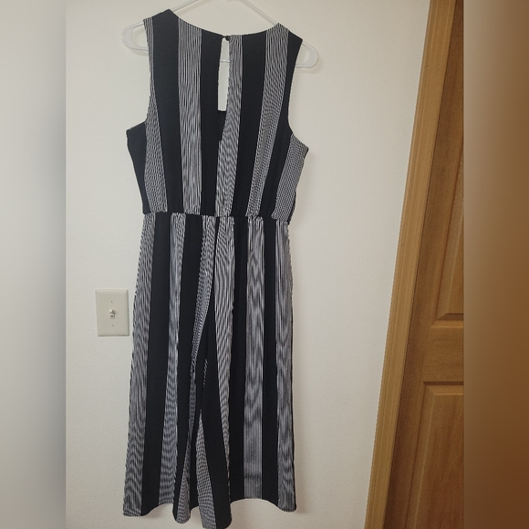 As U Wish Black & White Striped Wide Leg Romper - Picture 12 of 16